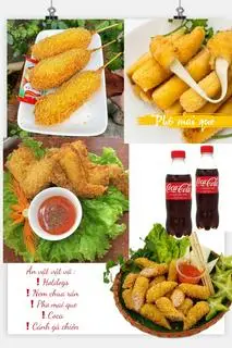 Hình ảnh Cb: 1hot dog+1cánh gà+3pho mai que+5 nem chua+tang Coca