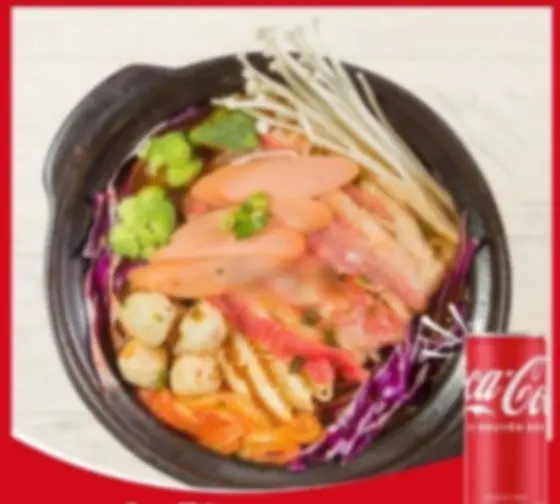 Hình ảnh Mì cay kimchi xúc xích - pepsi/7up/sting