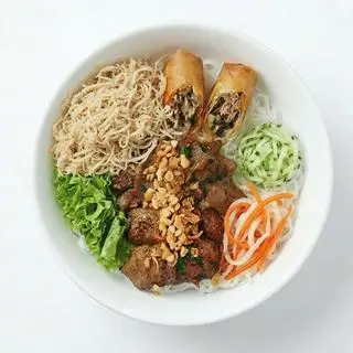 Hình ảnh Bún thịt nướng + chả giò + bì