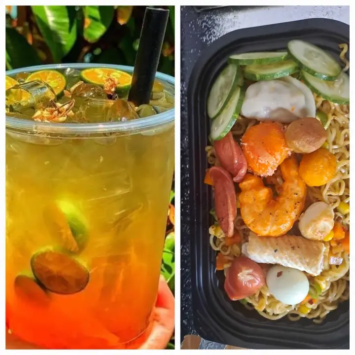 Hình ảnh combo mỳ trộn + trà tắc