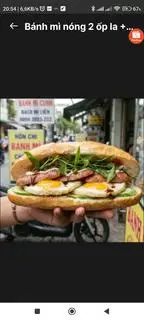Hình ảnh Bánh mì nóng 2 ốp la + 1 xúc xích vissan chiên ngon