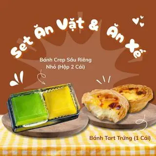 Hình ảnh Set Ăn Vặt (2 Bánh Crep Sầu Riêng Nhỏ + 1 Bánh Tart Trứng)