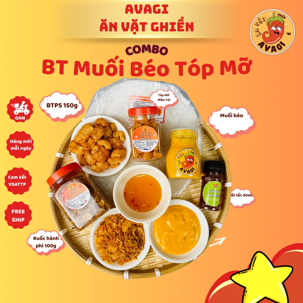 Hình ảnh Tóp mỡ ( combo bánh tráng muối béo )