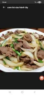 Hình ảnh cơm thịt bò xào hành tây +trà tắc