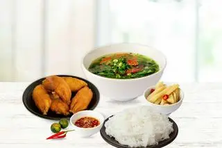Hình ảnh Bún cá chấm giòn nhiều cá