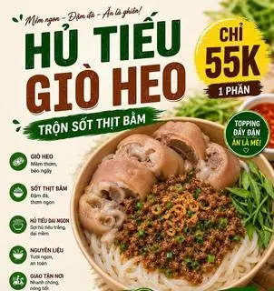 Hình ảnh hủ tiếu giò heo trộn sốt thịt bằm 