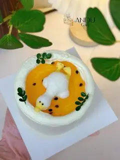 Hình ảnh Bánh sinh nhật kem tươi phủ mứt chanh leo+vịt size 11 - Andu Cake