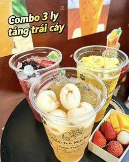 Hình ảnh Combo 3 ly trà trái cây (tặng 1 Hộp trái cây)