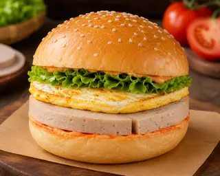 Hình ảnh HAMBURGER ỐP LA- CHẢ