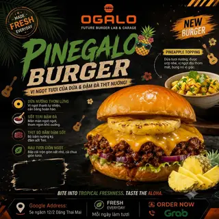 Hình ảnh Bánh Mì Burger Bò Phô Mai Nhiệt Đới - PINEGALO 
