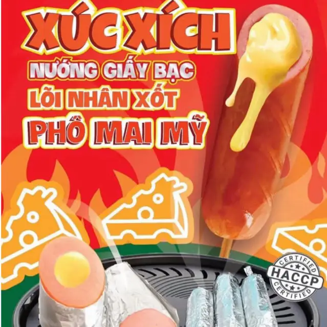 Hình ảnh Xúc xích nướng giấy bạc nhân phô mai Mỹ