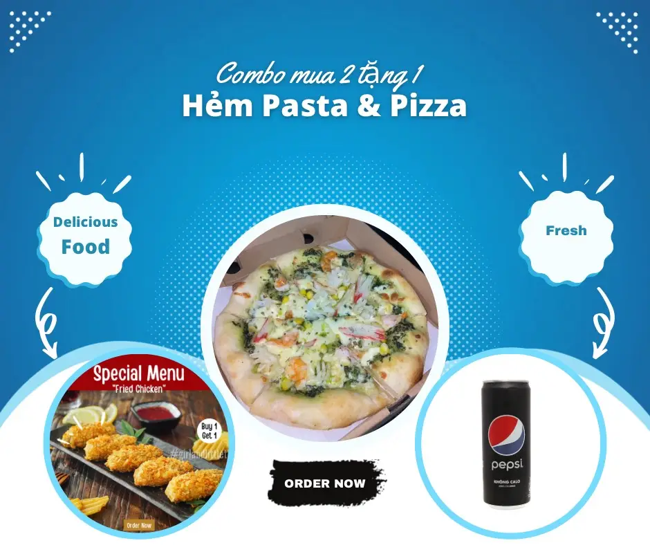 Hình ảnh Combo 3:  Pizza Hải Sản Pesto - Cánh Gà Khúc Giữa Chiên Giòn
