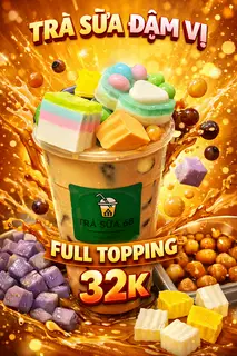 Hình ảnh trà sữa truyền thống đậm vị full topping