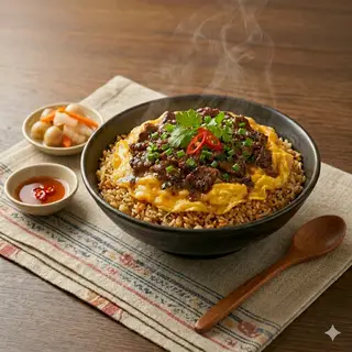 Hình ảnh Cơm Bò Phủ Trứng Sốt Tiêu Đen