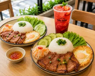 Hình ảnh Combo 2 Người | 2 Cơm Tấm | 1 Trà Dâu Nam Mỹ