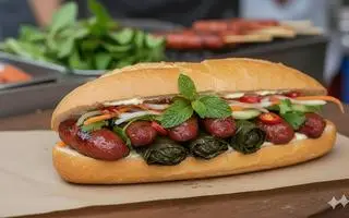 Hình ảnh Bánh mì Nem Nướng + Bò Lá Lốt sốt đặc biệt