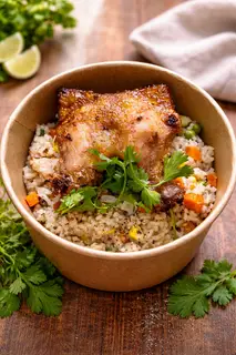 Hình ảnh Cơm ngũ sắc + gà nướng