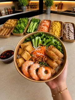 Hình ảnh Bún nước tôm & chả giò & đậu hũ