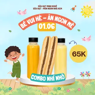 Hình ảnh Combo Nhí Nhố (2 Bánh mì que + 1 Sữa bí đỏ 300ml + 1 Sữa bắp 300ml)