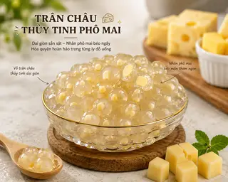 Hình ảnh trân châu phô mai thuỷ tinh