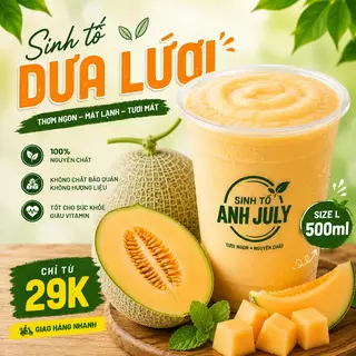 Hình ảnh Sinh tố dưa lưới thơm ngọt mát ly 500ml đầy đặn
