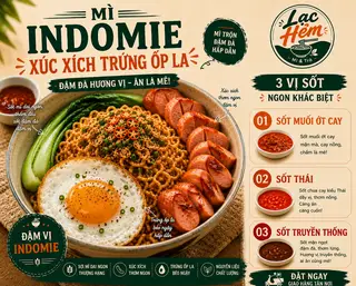 Hình ảnh Mì Indomie trộn xúc xích - trứng ốpla