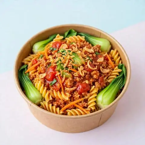 Hình ảnh nui trộn sốt cà chua thịt bằm