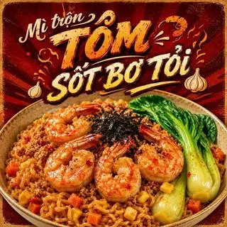 Hình ảnh Mì Trộn Tôm Sốt Bơ Tỏi