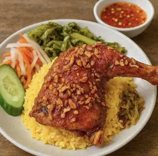 Hình ảnh Cơm Đùi Gà Sốt Mắm Tỏi