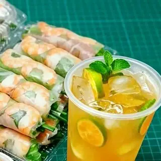Hình ảnh 3gỏi cuốn tôm  thịt+1ly trà tắt 