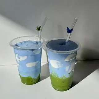Hình ảnh Matcha latte đậu biếc