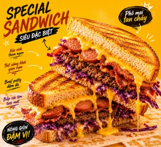 Hình ảnh Sandwich đặc biệt (Bò + Xúc xích + Thịt xông khói)