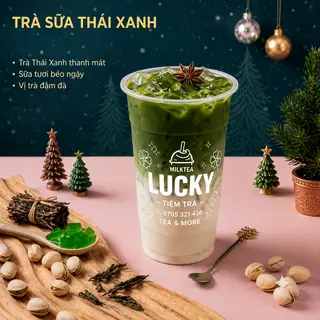 Hình ảnh Trà sữa Thái xanh full topping