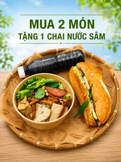Hình ảnh Combo 1 bún nước tương chay, 1 bánh mì tặng 1 chai nước sâm