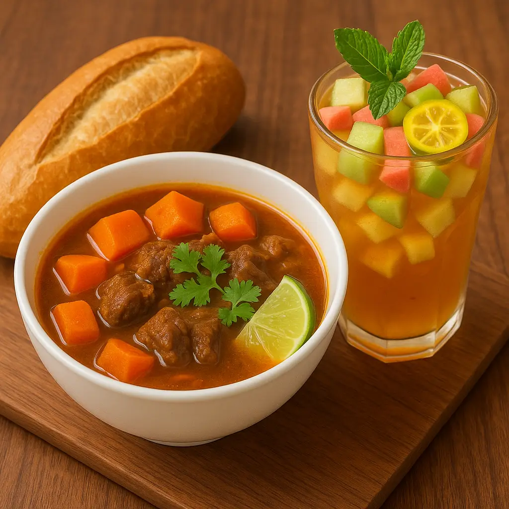 Hình ảnh Combo 3: Bánh mì Bò kho & Trà trái cây nhiệt đới/ Trà sữa full topping