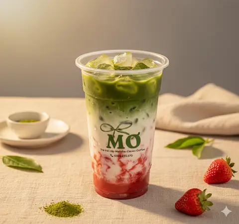 Hình ảnh Matcha latte dâu