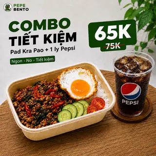 Hình ảnh Cơm Pad Kra Pao + 1 ly Pepsi