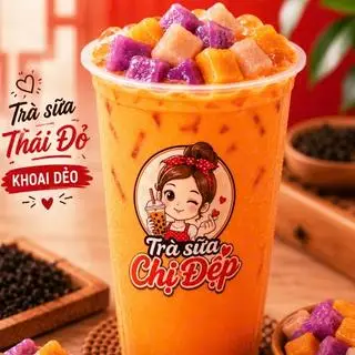 Hình ảnh Trà sữa Thái Đỏ đậu đỏ khoai dẻo 