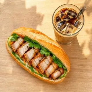 Hình ảnh Combo Sáng Nhanh: (Bánh Mì Heo Quay + Cafe Sữa Đá)