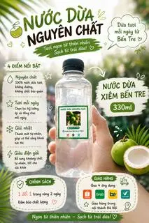 Hình ảnh Combo 3 Chai Nước Dừa Xiêm Bến Tre 350ml