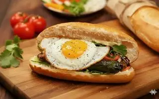 Hình ảnh Bánh mì Thịt Nướng + Bò Lá Lốt + Trứng ốp la