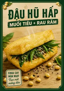Hình ảnh Đậu hũ hấp: muối tiêu + rau răm