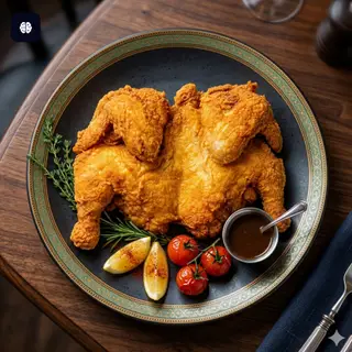 Hình ảnh Gà nguyên con cay nhẹ tẩm bột chiên Hong Kong (Tặng 4 bánh bao chiên giòn)  