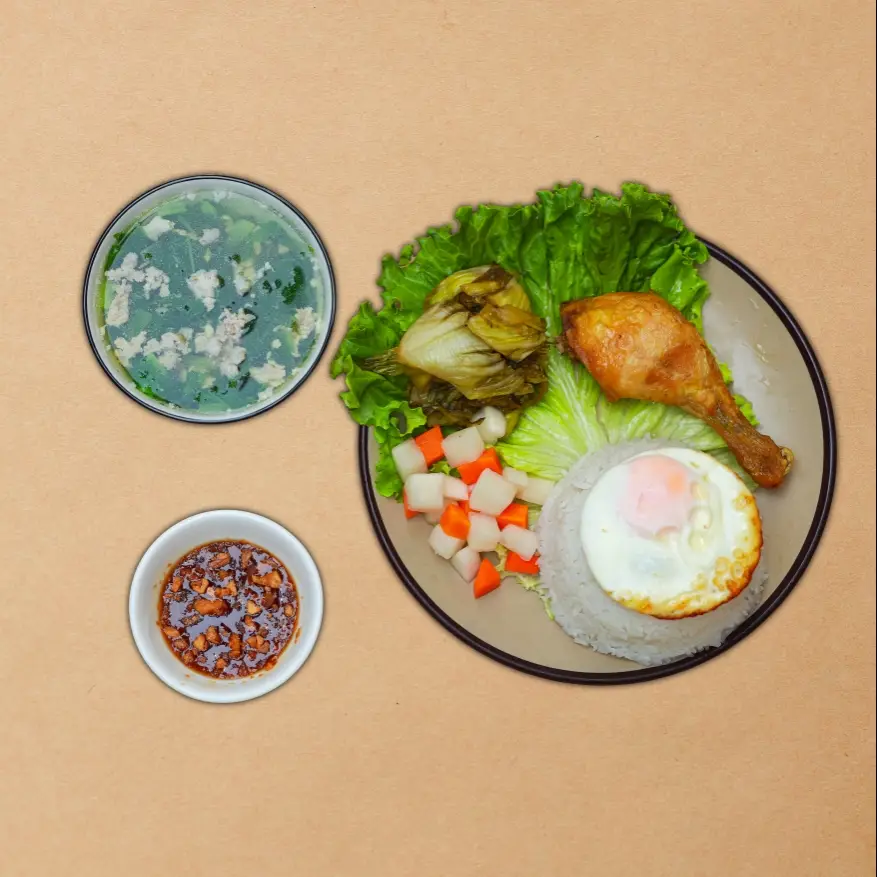 Hình ảnh COMBO Cơm Gà (Nhỏ)+ Canh Thịt Băm + Trứng Ốp