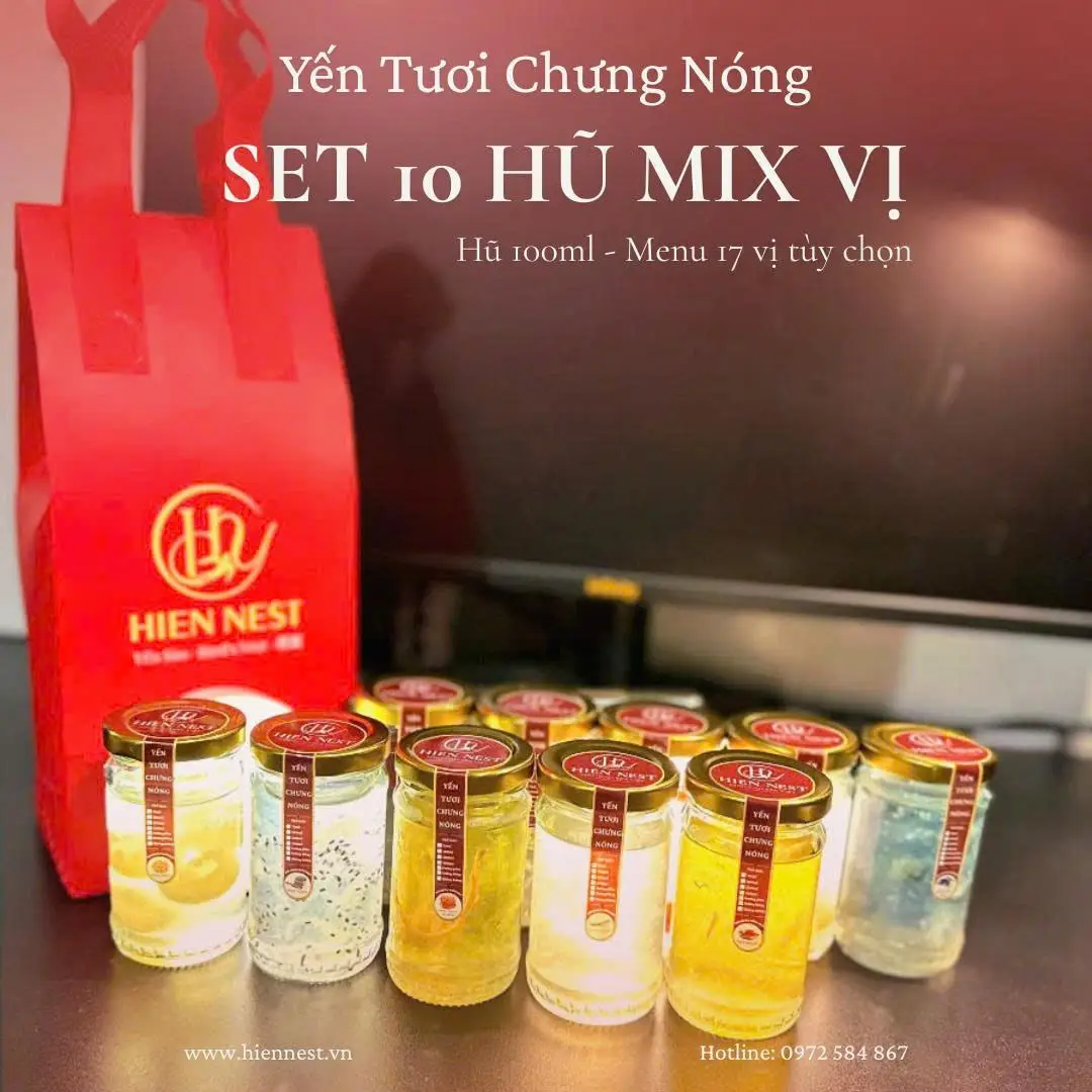 Hình ảnh Set 6 hũ 100ml combo tiết kiệm yến Nóng chưng thủ công tùy chọn vị