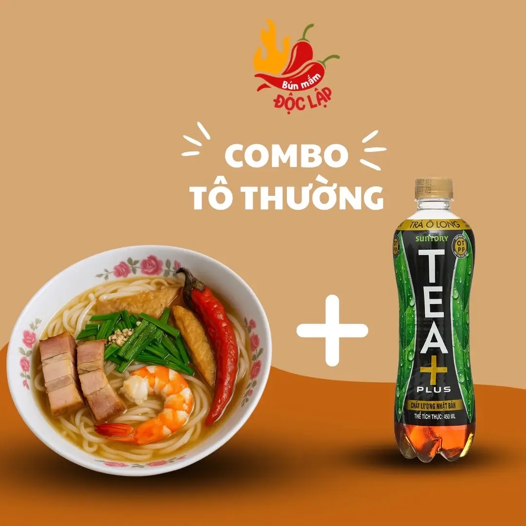 Hình ảnh Combo tô thường (có hộp) - Trà olong (kèm ly đá)