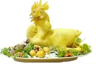 Hình ảnh Gà cúng nguyên con - cháo - gỏi - lòng trứng