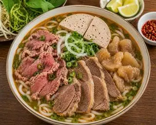 Hình ảnh Bún bò tái - gân - chả