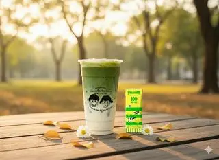 Hình ảnh Matcha latte- sữa chuối (size L) tặng trân châu 