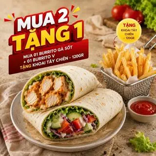 Hình ảnh [ Mua 2 tặng 1] - 02 Burrito tặng Khoai tây chiên - 120gr